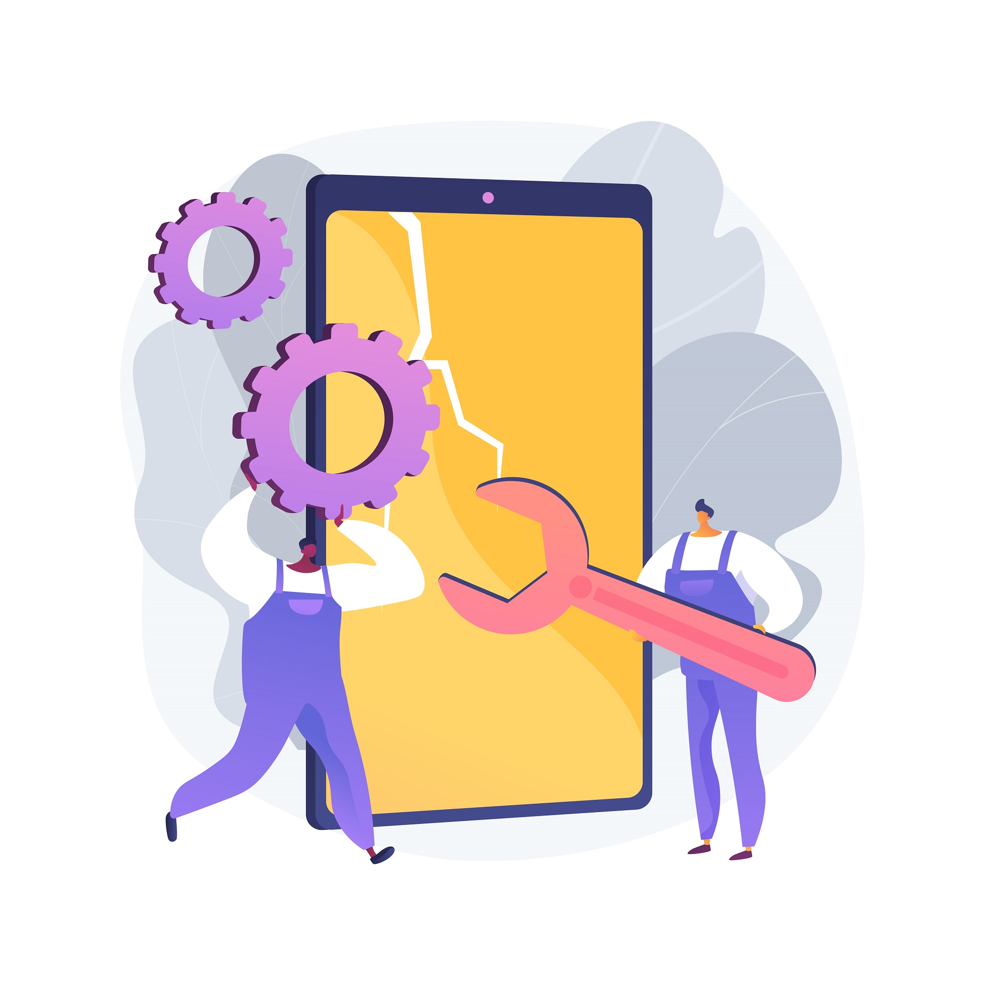 Smartphone repair abstract concept vector illustration.